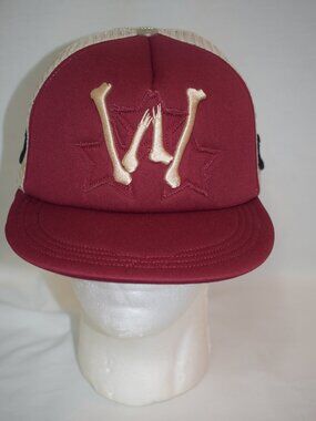 New Watson W Over 3 Stars Ball Cap Hat Burgundy White Ball Cap Hat
